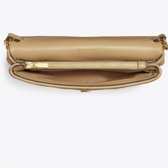 Tory Burch Kira Chevron Quilted Leather Chain Crossbody Bag Desert Dune - Picture 2 of 16